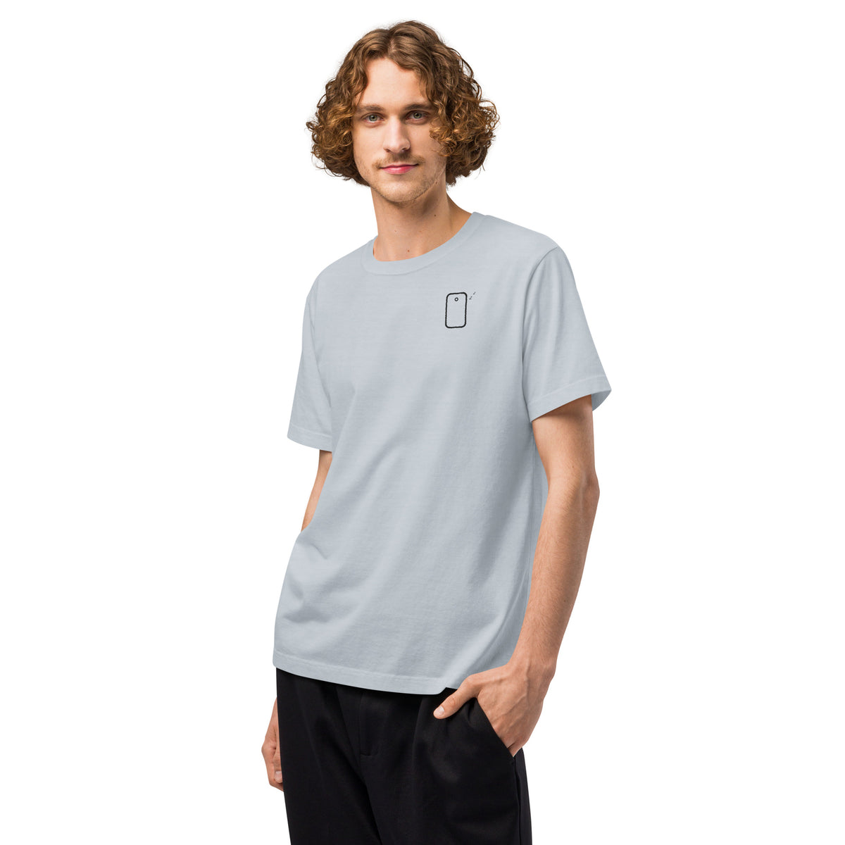 KUADRO 'Replying slowly on purpose' oversized tee in light washed denim — side view