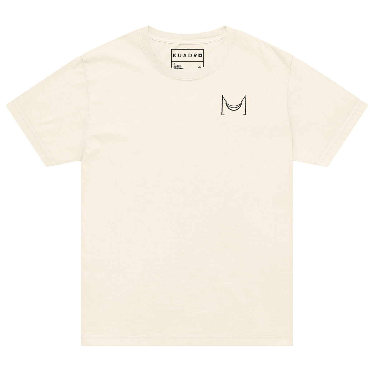 KUADRO 'Busy doing nada' oversized tee in vintage white — front with hammock chest symbol